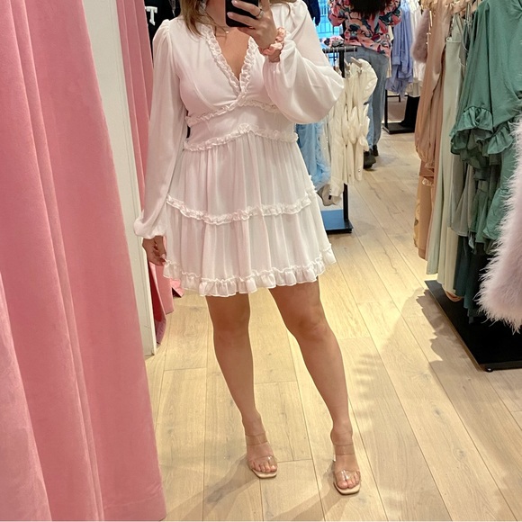 Beautiful Engagement Party White Ruffled Dress - Picture 1 of 3